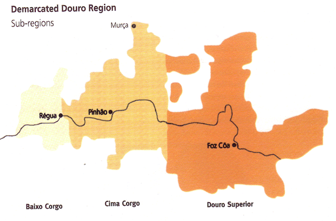 mapa regioes douro portugal