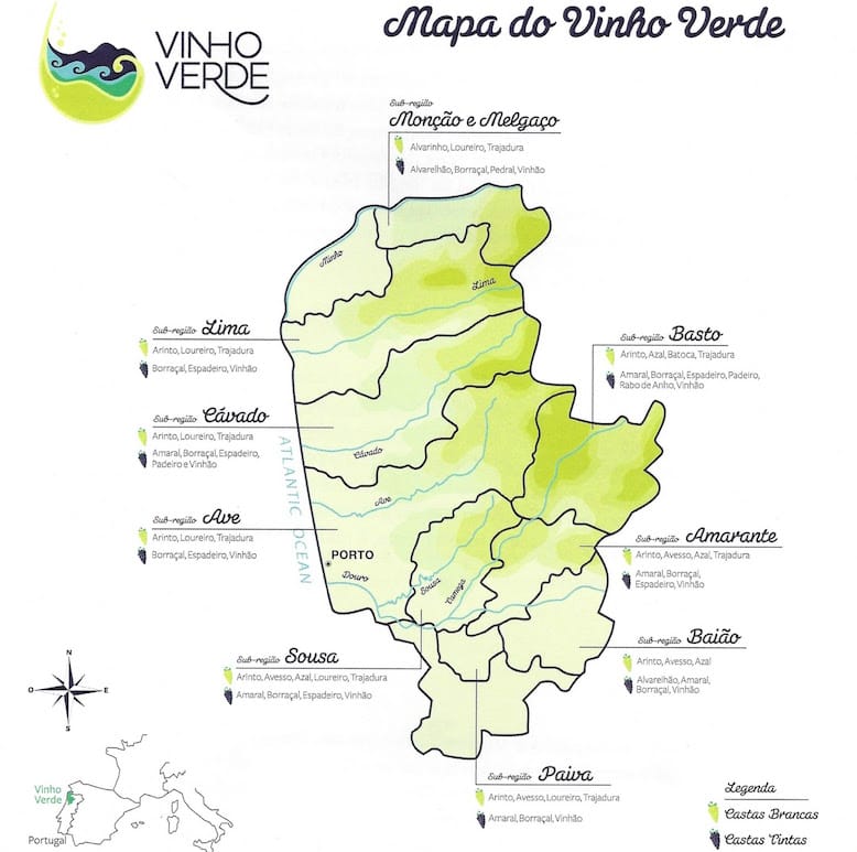 mapa regiao vinho verde