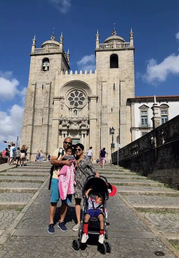 private tours portugal family in front porto cathedral