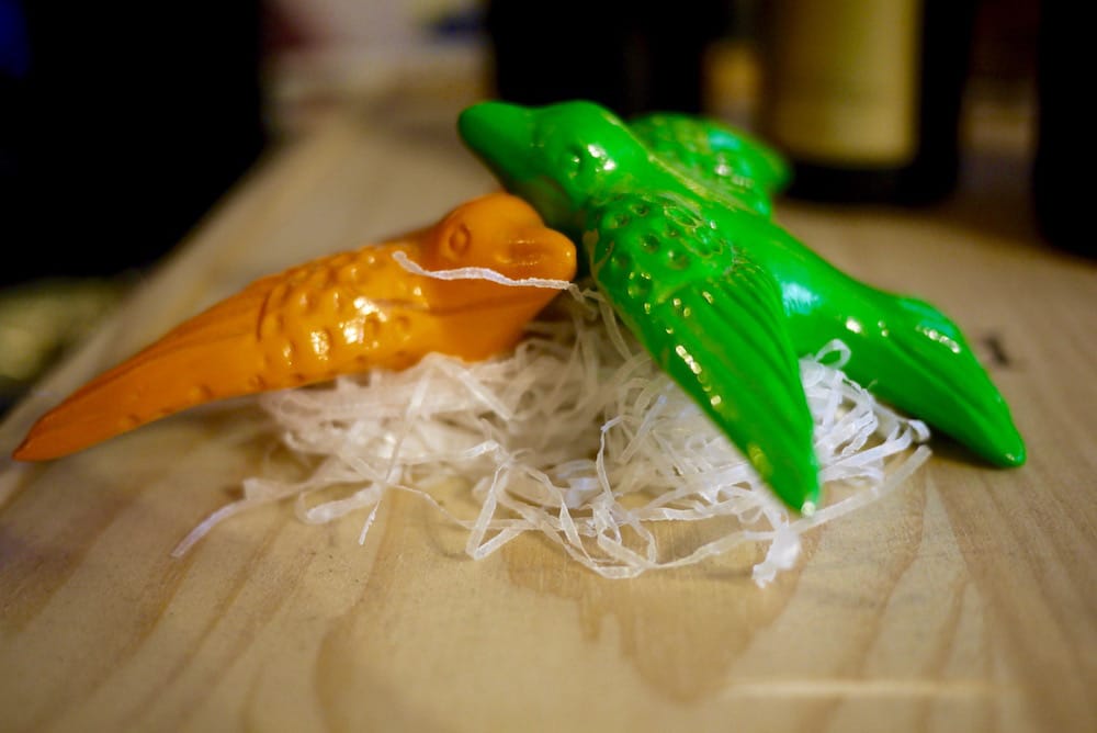 orange ceramic swallows