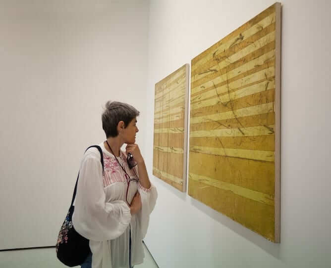 woman visiting art galleries miguel bombarda porto
