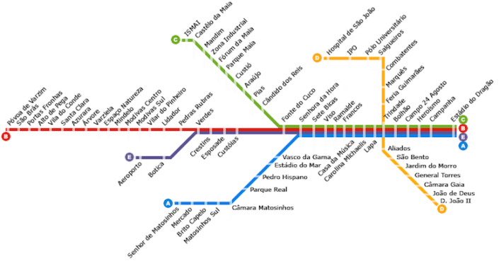 mapa lineas metro oporto