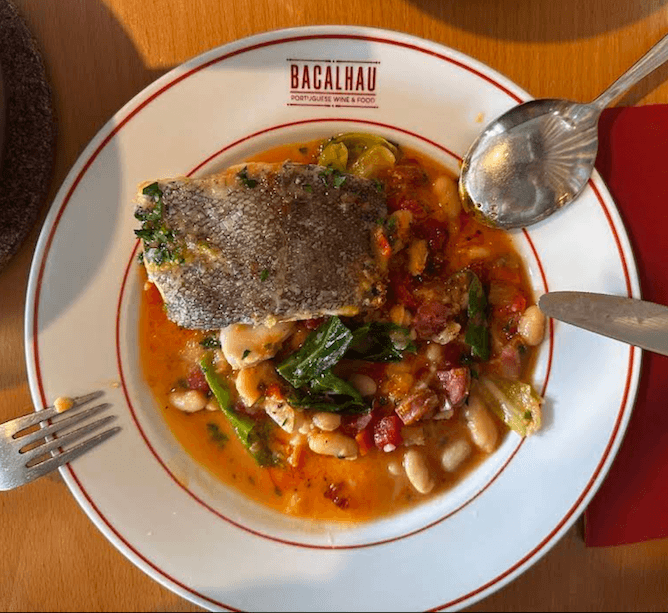 cod dish beans chorizo tomato