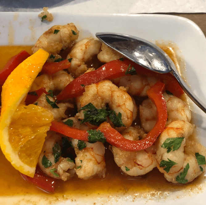 shrimps peppers salitra restaurant national parks near porto